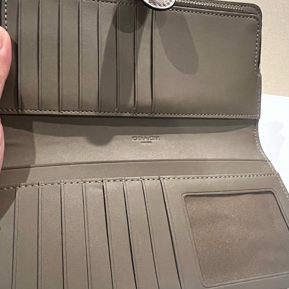 Coach Zip Around long Bifold Wallet In Dark Brown - Picture 4 of 6